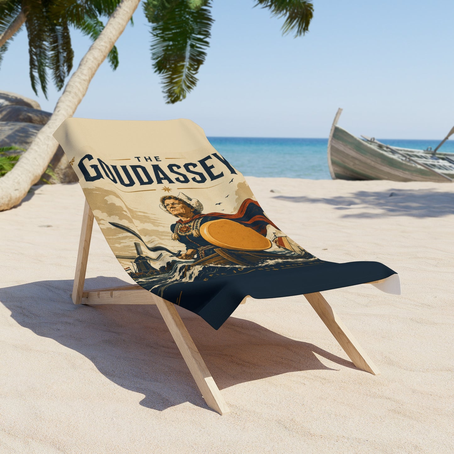 Viking Shield Coastal Beach Towel — 'The Gudassey' Retro Nautical Design