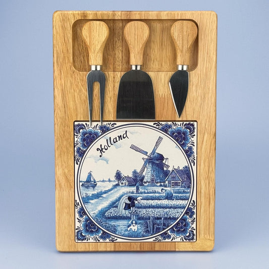 Cheese cutting board with knife set