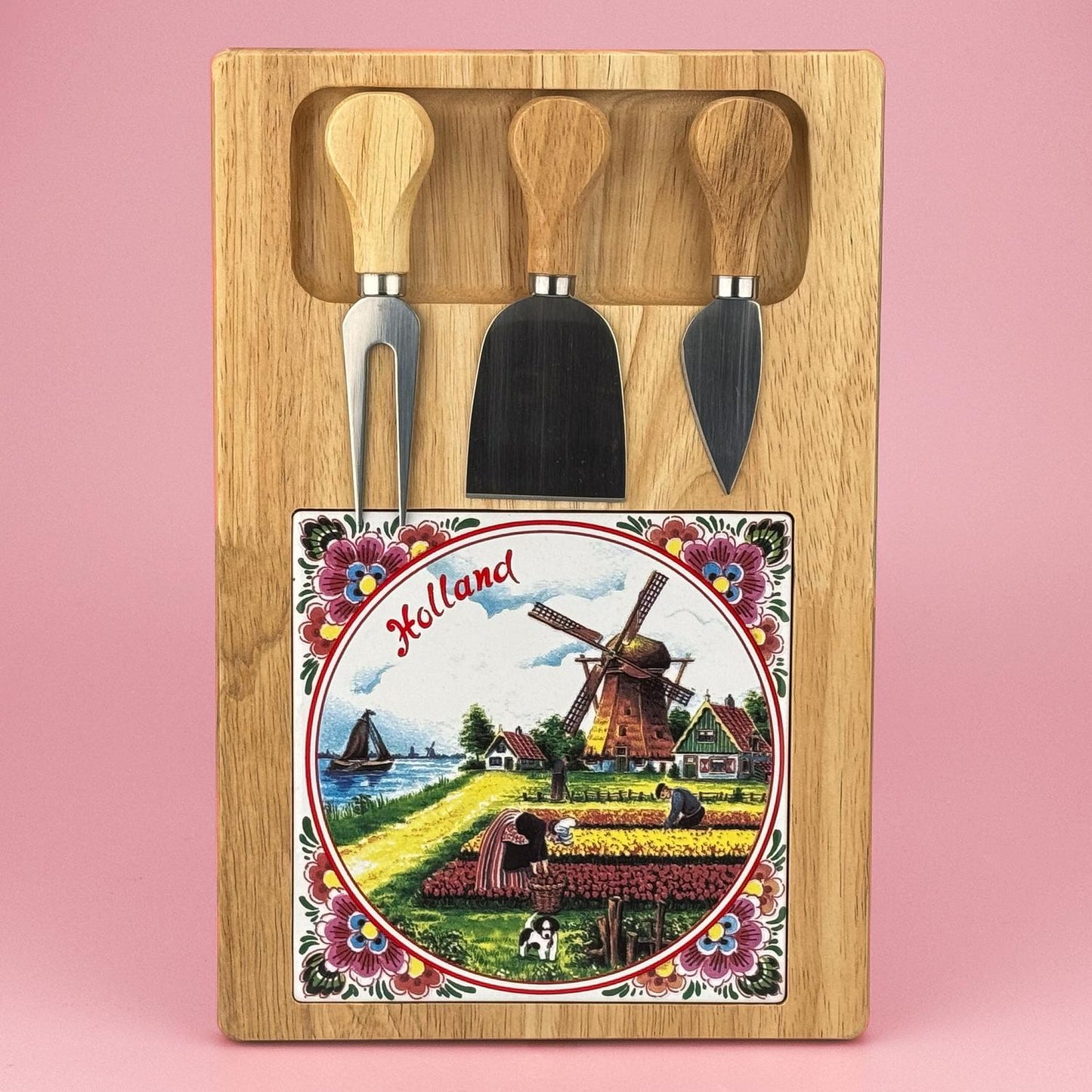 Cheese cutting board with knife set