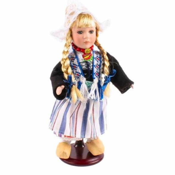 Dutch Girl Doll Porcelain (Striped apron) – Olga's Cheese Dutch Girl Doll Porcelain (Striped apron) – Olga's Cheese