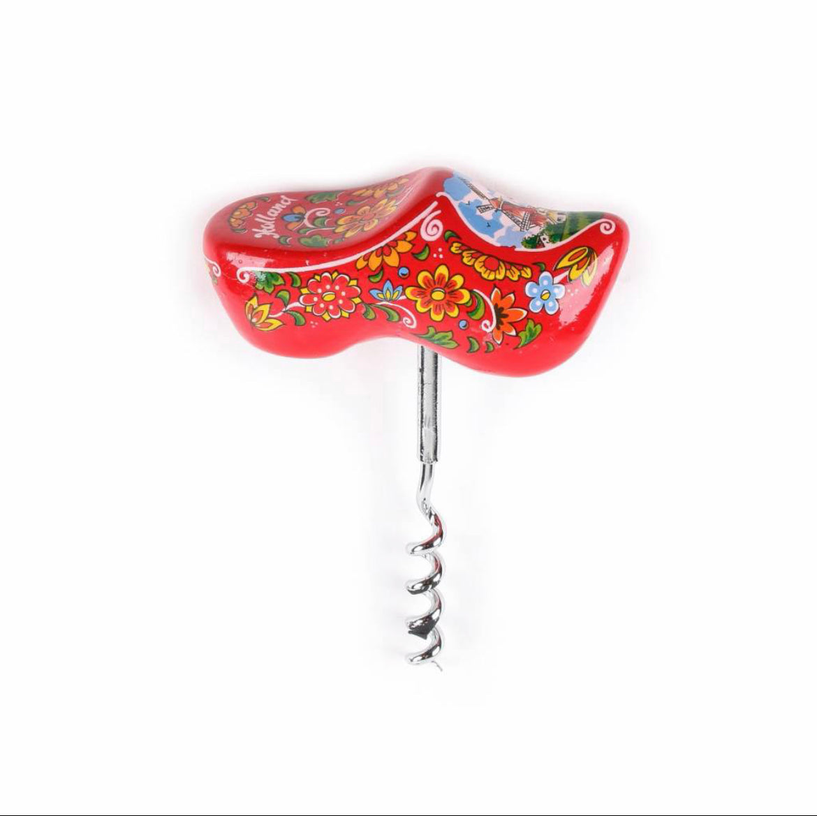 Wine opener wooden shoe red