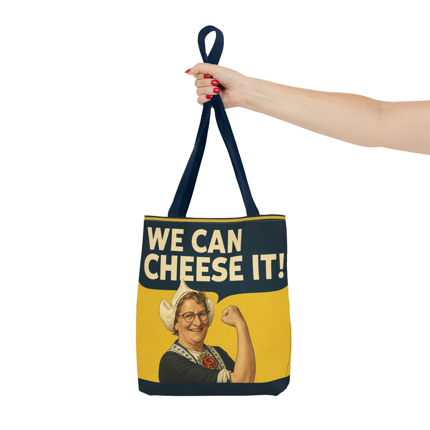 We Can Cheese It! Tote Bag - Vintage Rosie-Style Grocery Shopper