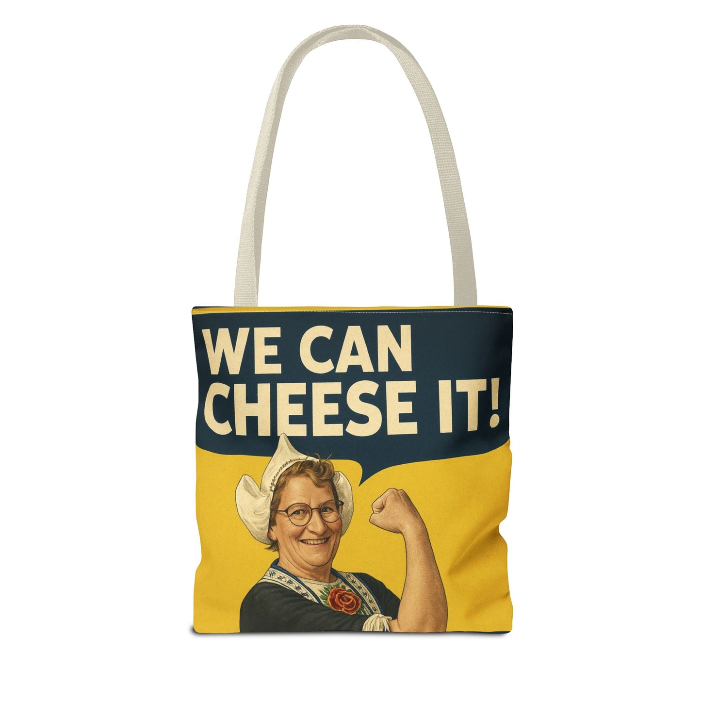 We Can Cheese It! Tote Bag - Vintage Rosie-Style Grocery Shopper