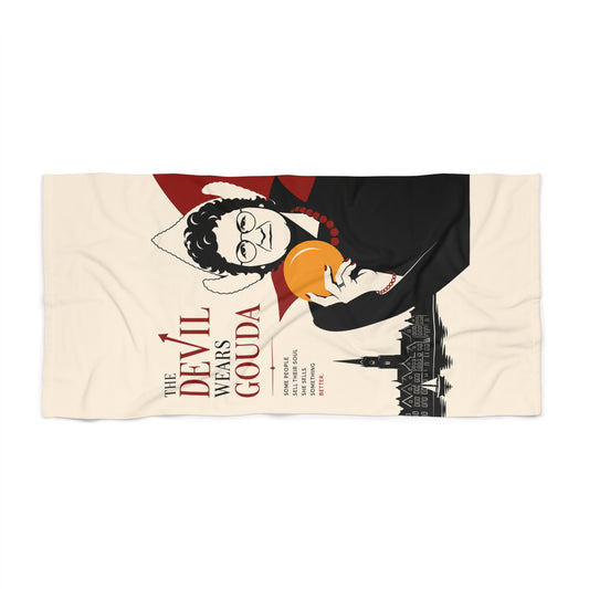 Beach Towel — "The Devil Wears Gouda" Novelty Cheese Lover Towel