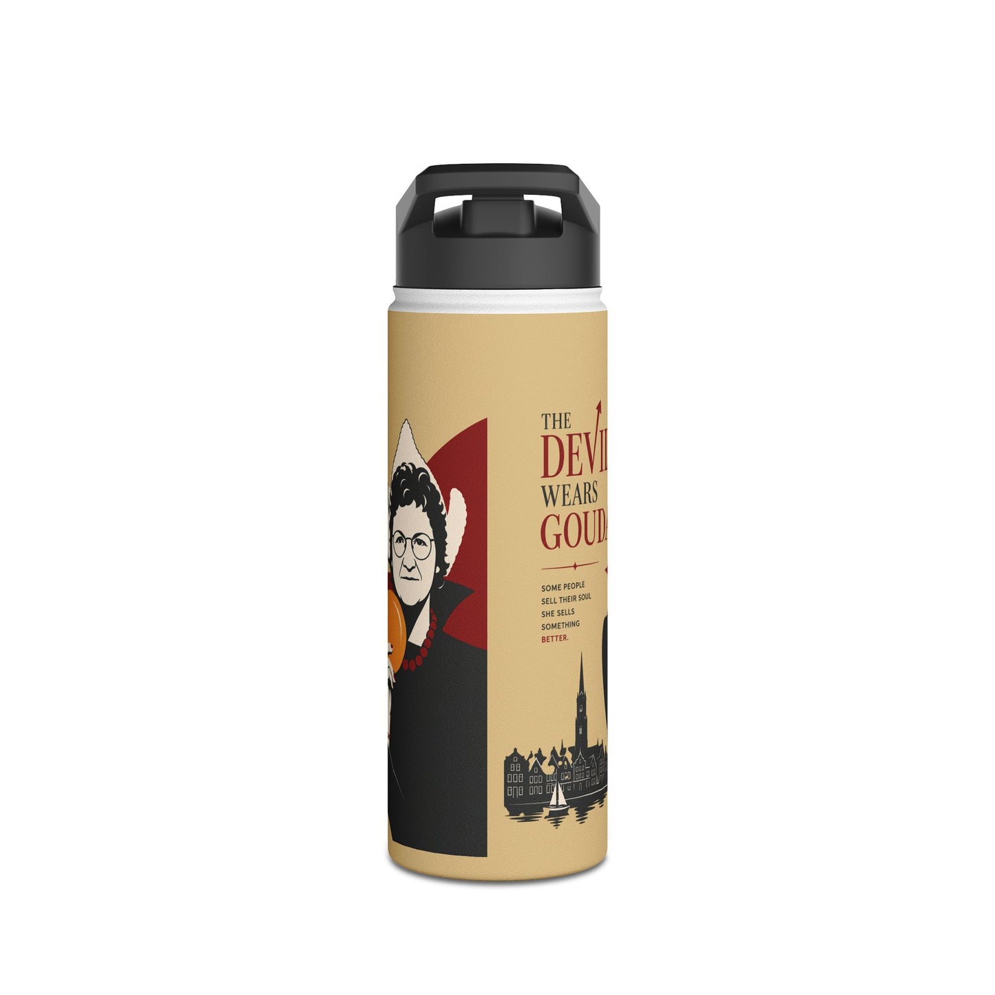 Stainless Steel Water Bottle — 'The Devil Wears Gown' Literary Booklover Bottle