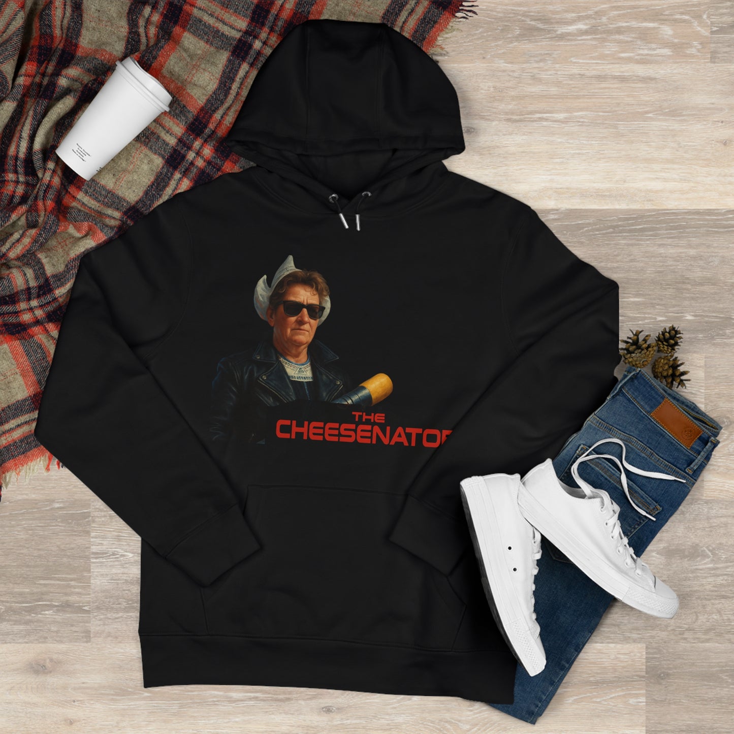 Hoodie — “The Cheesenator” Movie Parody Hooded Sweatshirt (I’ll Be Back…With Cheese)