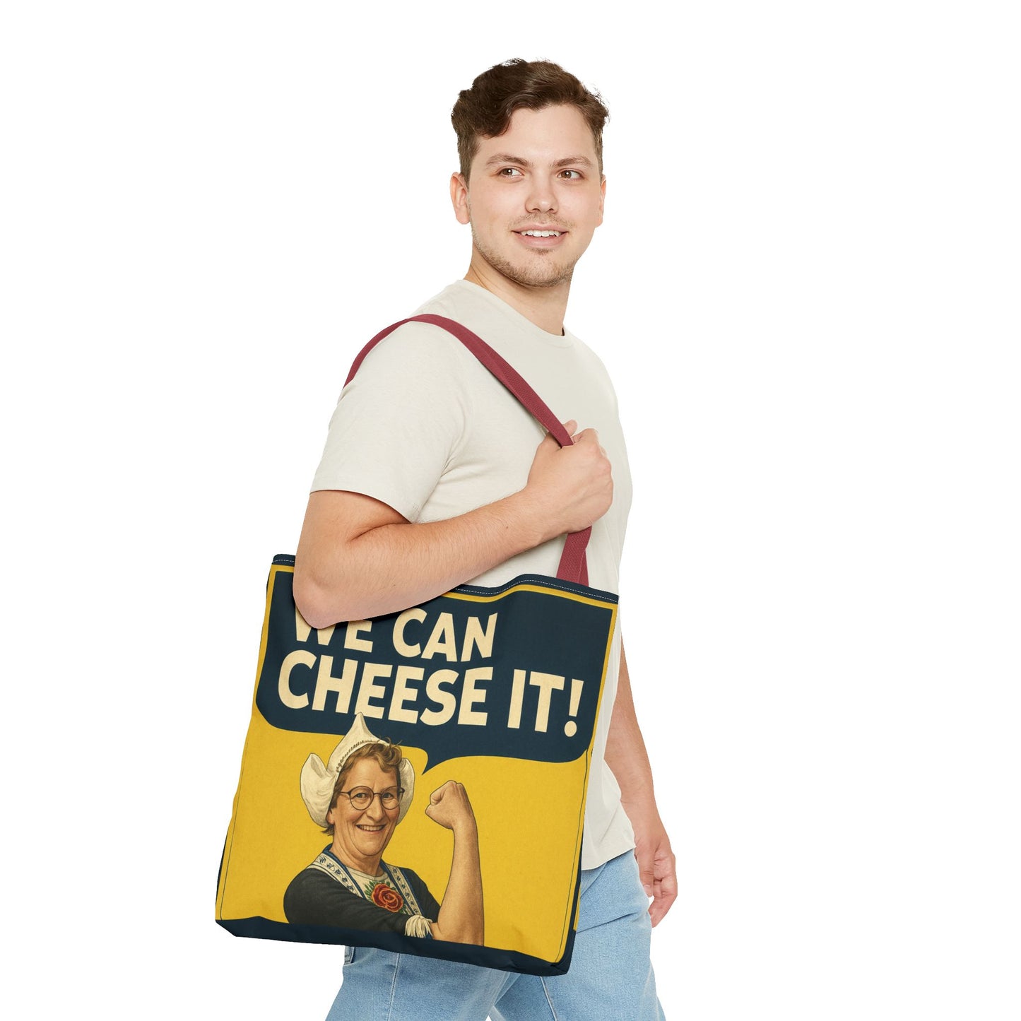 We Can Cheese It! Tote Bag - Vintage Rosie-Style Grocery Shopper