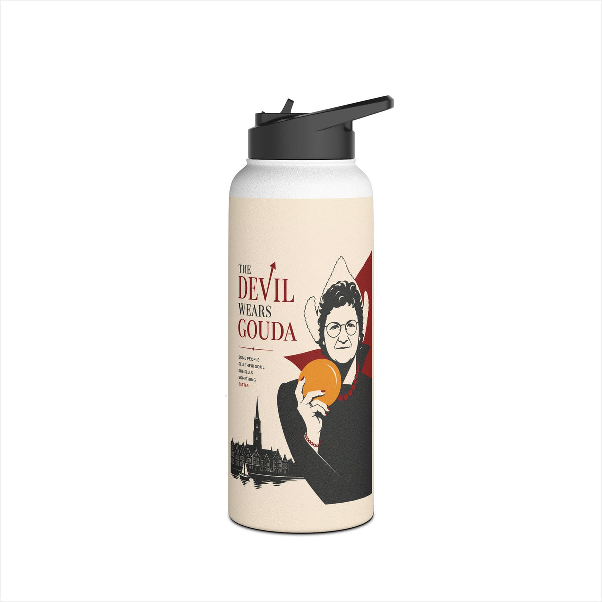 Stainless Steel Water Bottle — 'The Devil Wears Gown' Literary Booklover Bottle