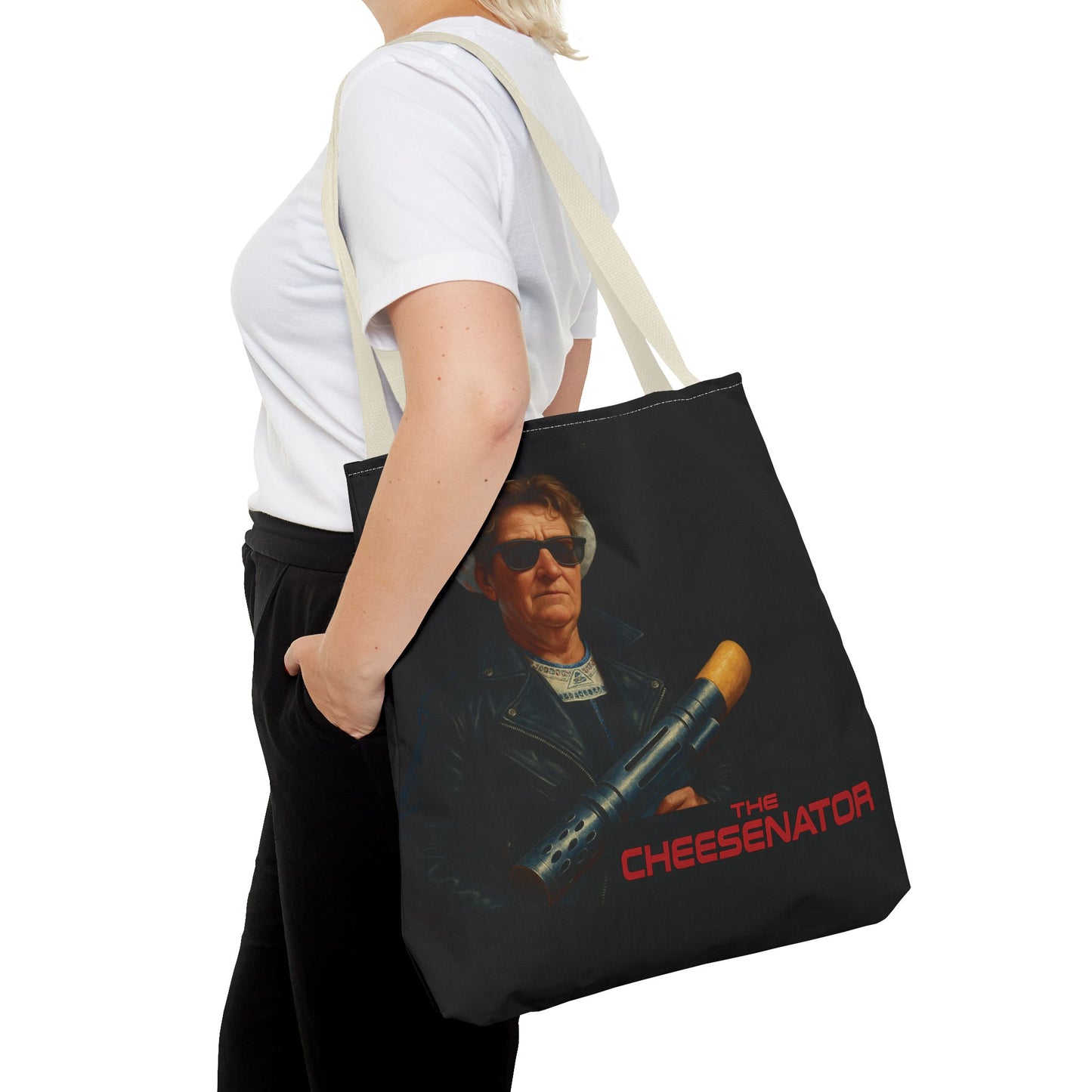 Cheesenator Graphic Tote Bag — Retro Cool Novelty Carryall