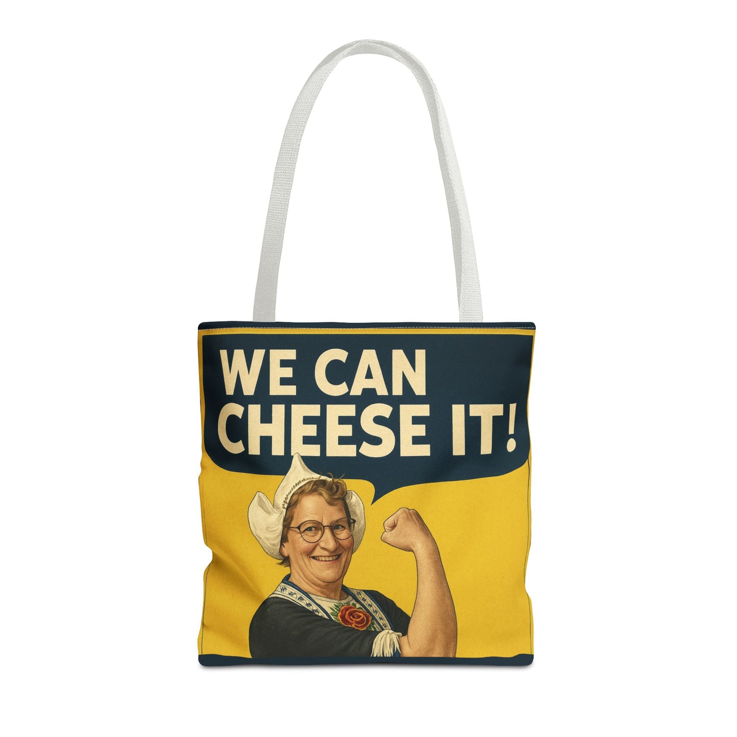 We Can Cheese It! Tote Bag - Vintage Rosie-Style Grocery Shopper