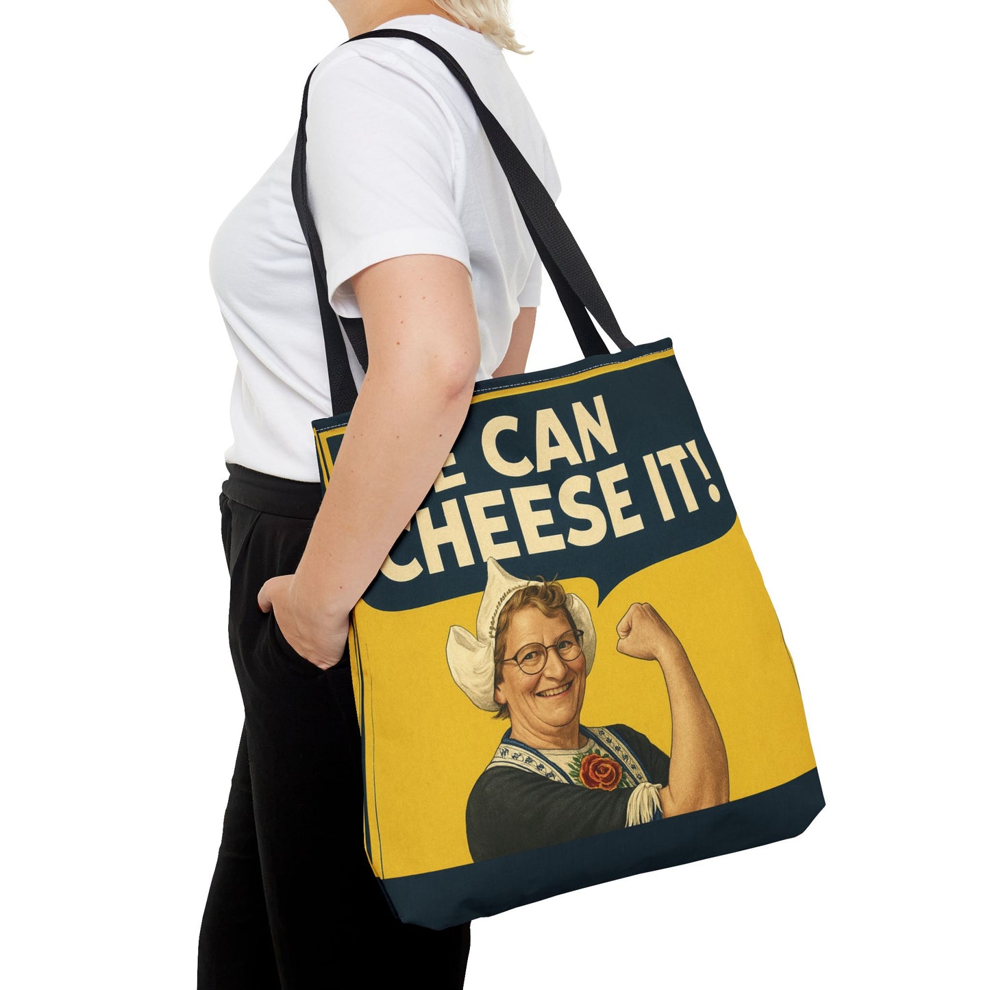 We Can Cheese It! Tote Bag - Vintage Rosie-Style Grocery Shopper