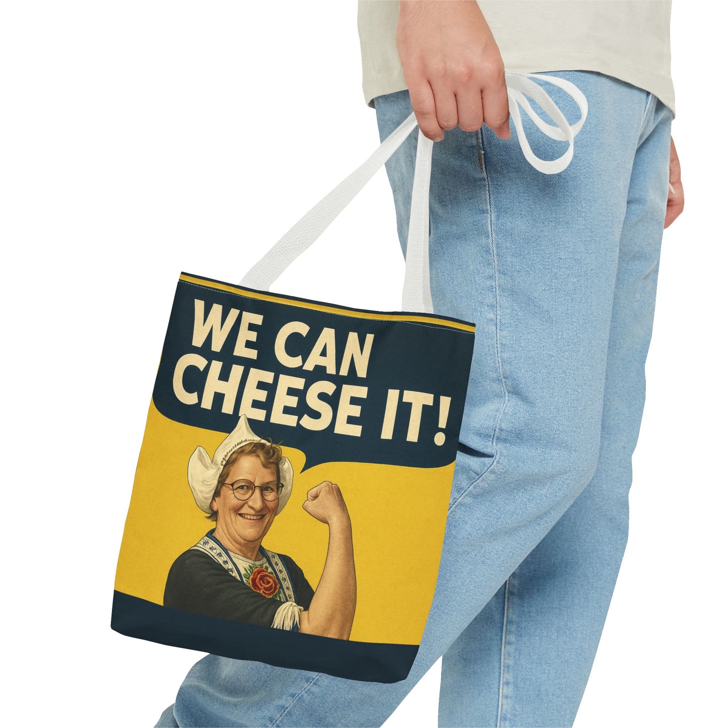 We Can Cheese It! Tote Bag - Vintage Rosie-Style Grocery Shopper