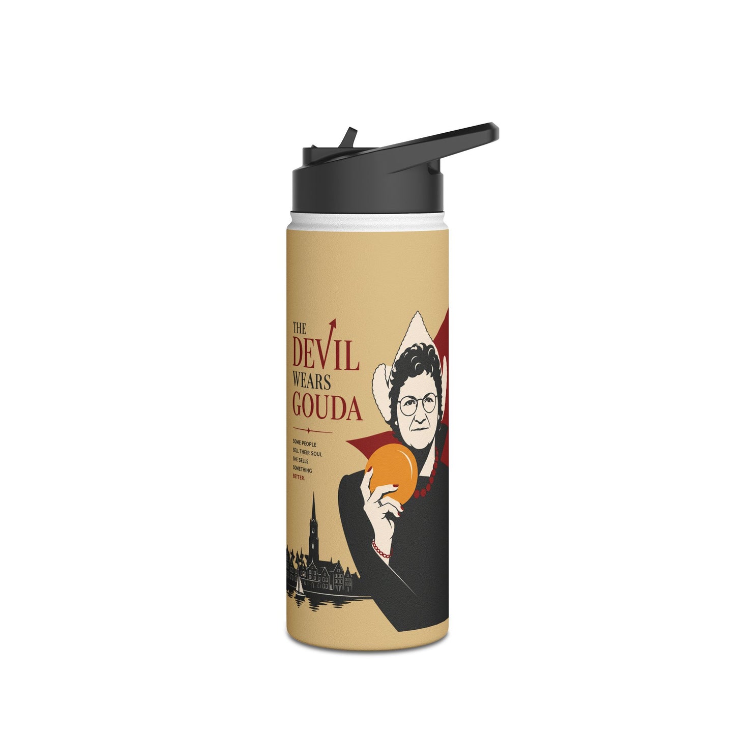 Stainless Steel Water Bottle — 'The Devil Wears Gown' Literary Booklover Bottle
