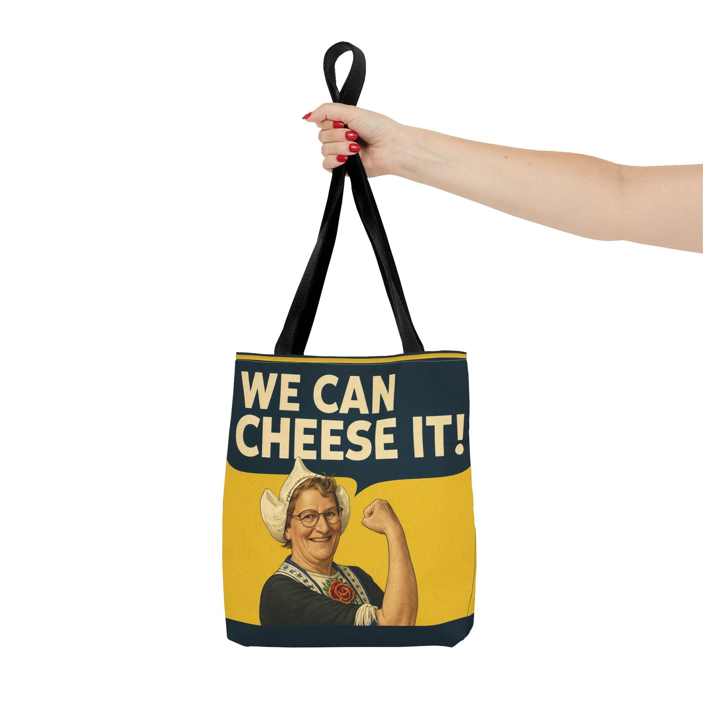 We Can Cheese It! Tote Bag - Vintage Rosie-Style Grocery Shopper
