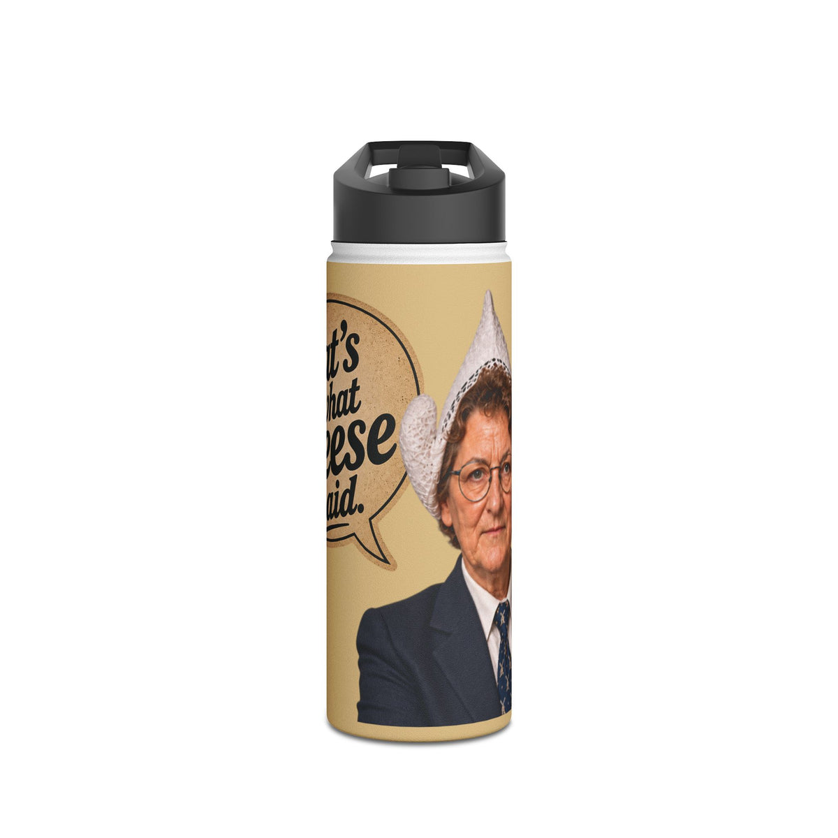 Insulated Water Bottle — Retro 'That's What Cheese Said' Speech Bubble Design
