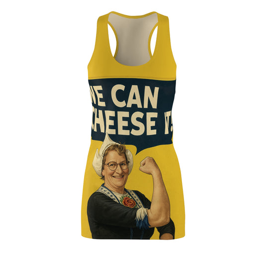 Racerback Dress — Retro 'We Can Cheese It' Vintage Rosie-Inspired Yellow Dress