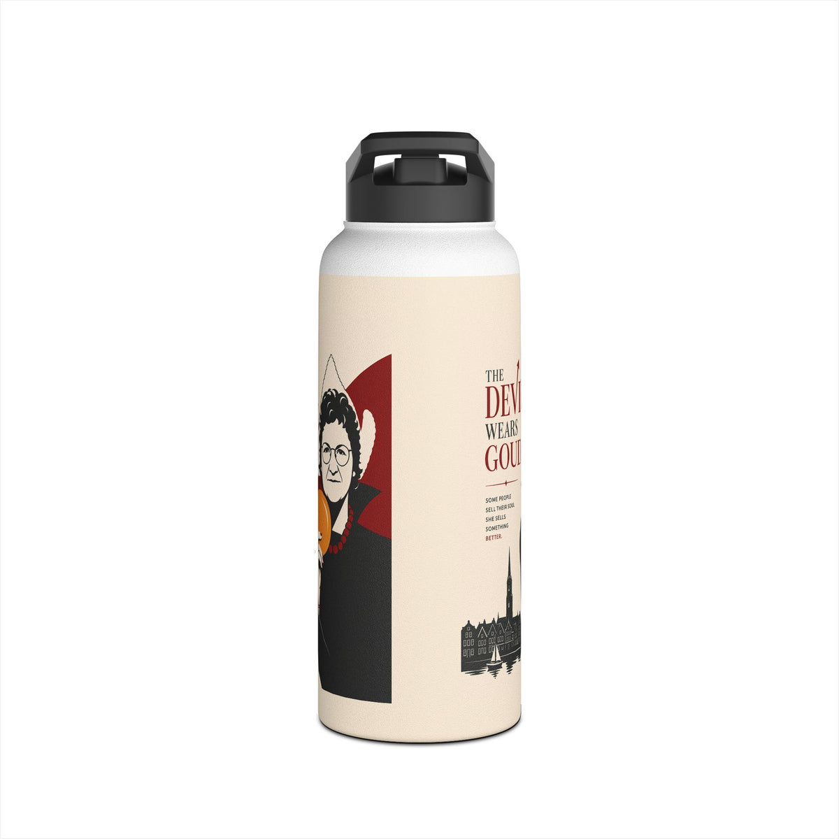 Stainless Steel Water Bottle — 'The Devil Wears Gown' Literary Booklover Bottle