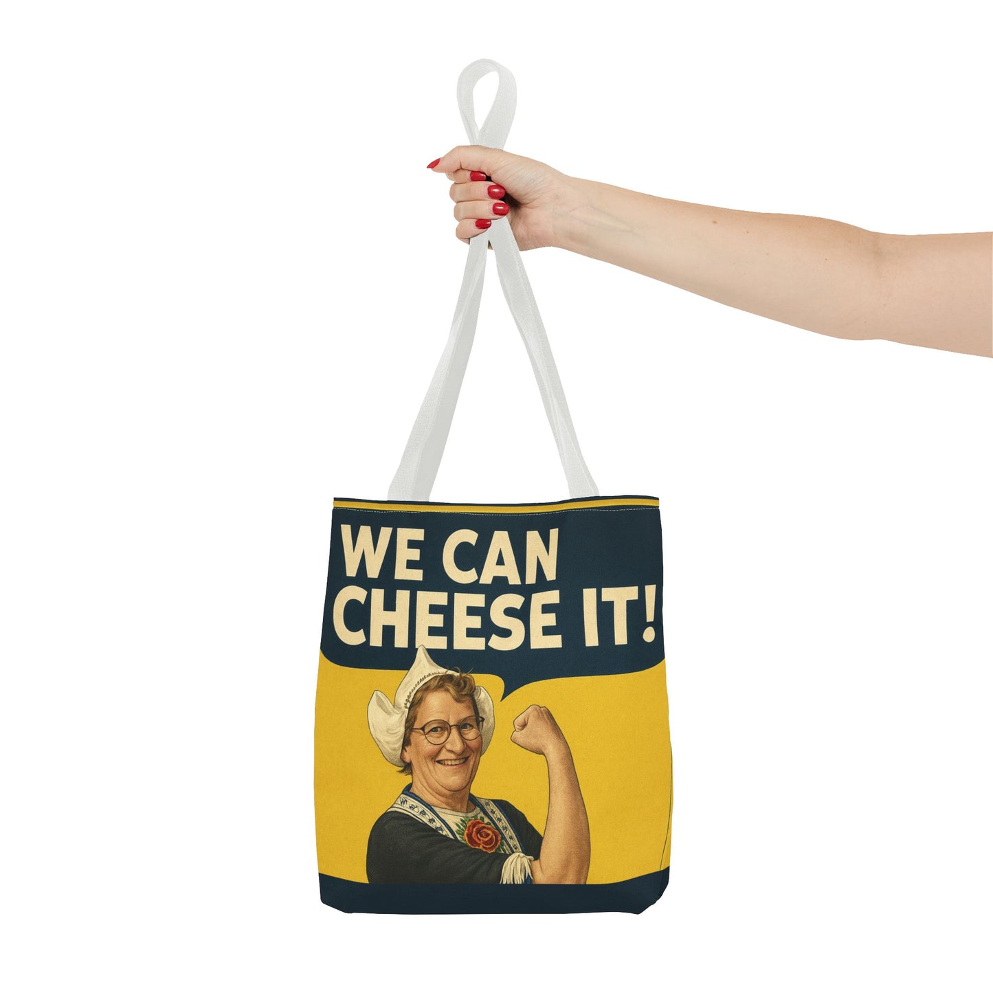 We Can Cheese It! Tote Bag - Vintage Rosie-Style Grocery Shopper