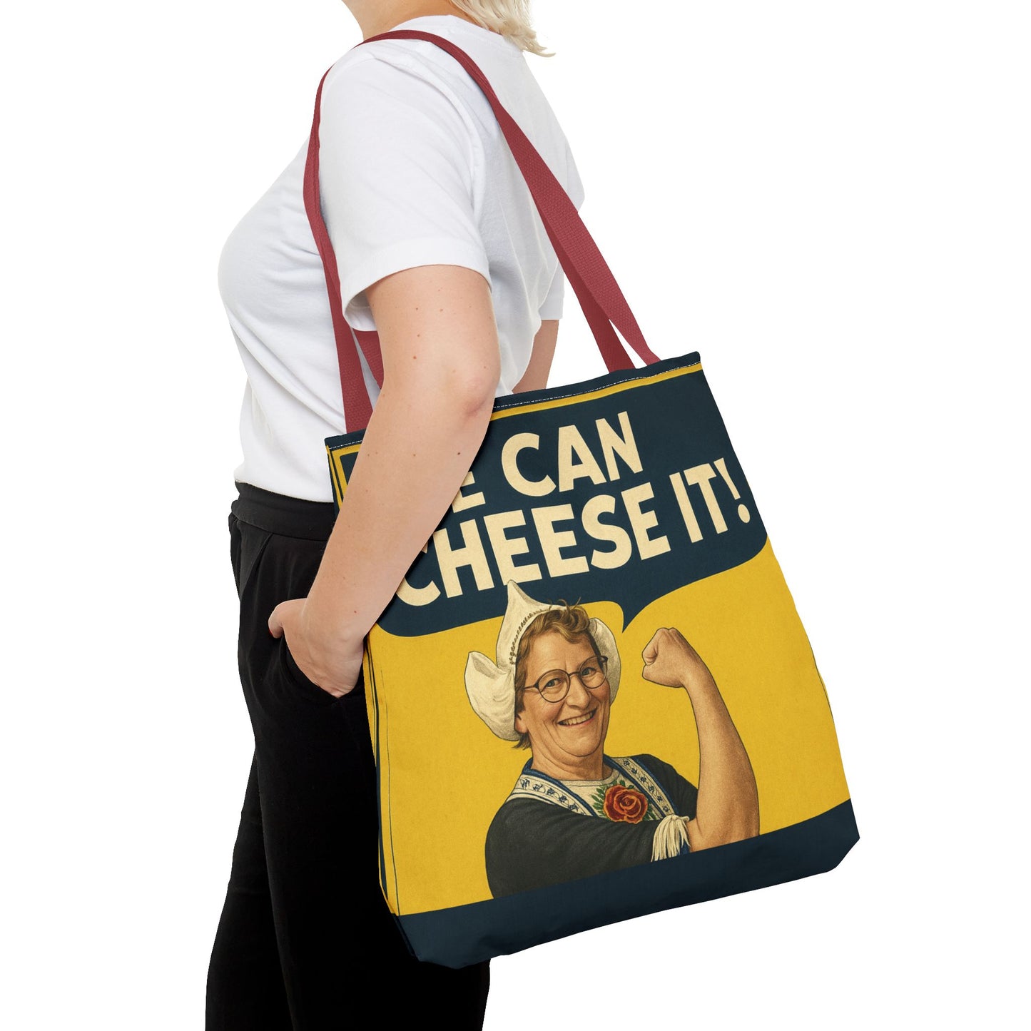 We Can Cheese It! Tote Bag - Vintage Rosie-Style Grocery Shopper