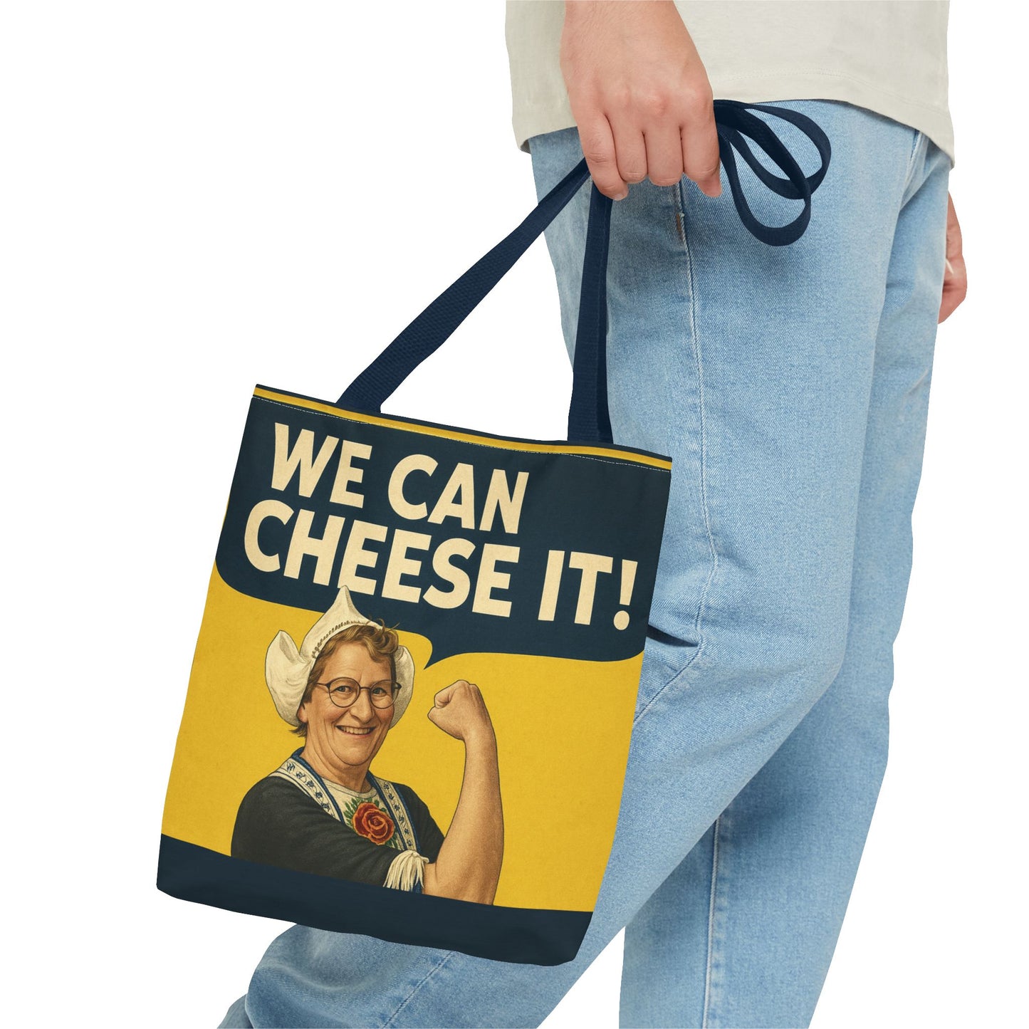 We Can Cheese It! Tote Bag - Vintage Rosie-Style Grocery Shopper