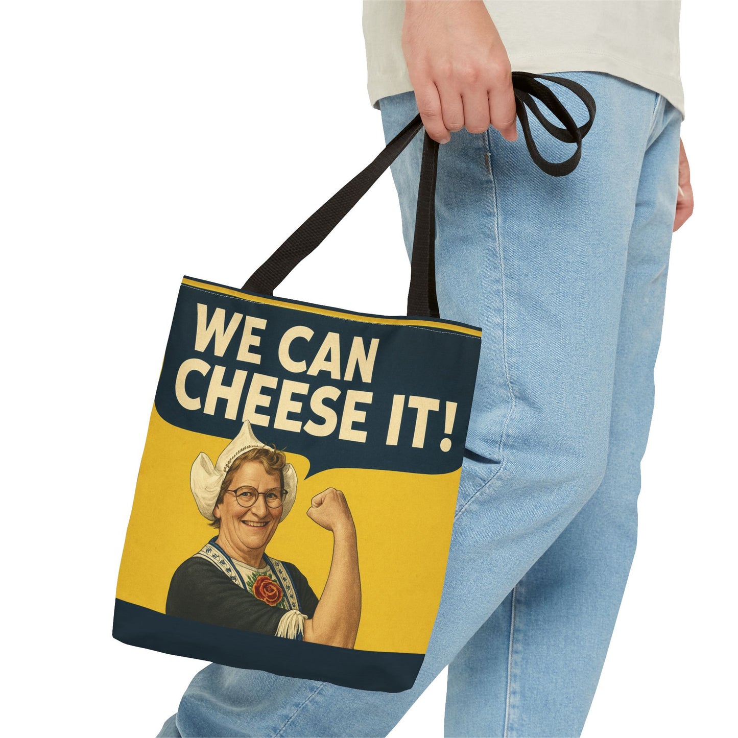 We Can Cheese It! Tote Bag - Vintage Rosie-Style Grocery Shopper