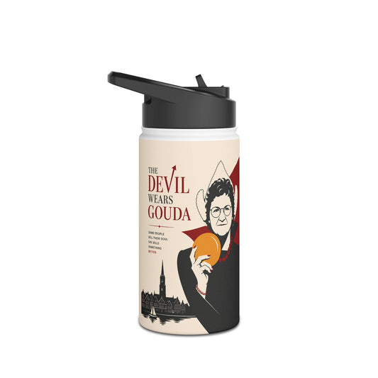 Stainless Steel Water Bottle — 'The Devil Wears Gown' Literary Booklover Bottle