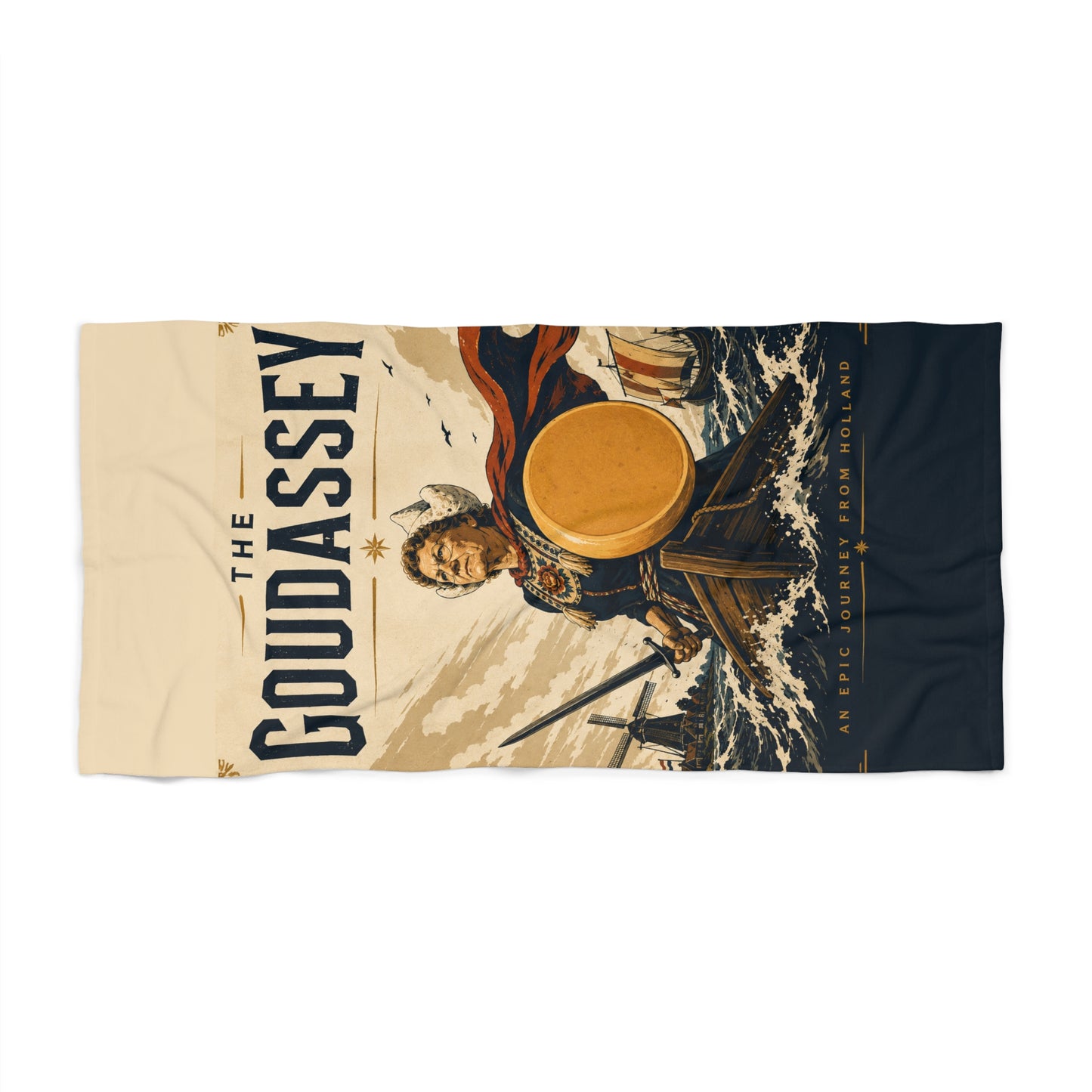 Viking Shield Coastal Beach Towel — 'The Gudassey' Retro Nautical Design