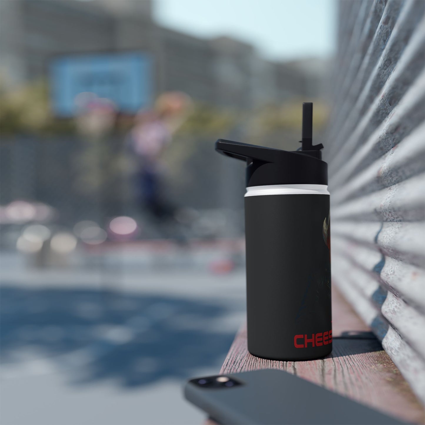 Stainless Water Bottle — “The Cheesenantor” Retro Movie Parody Design