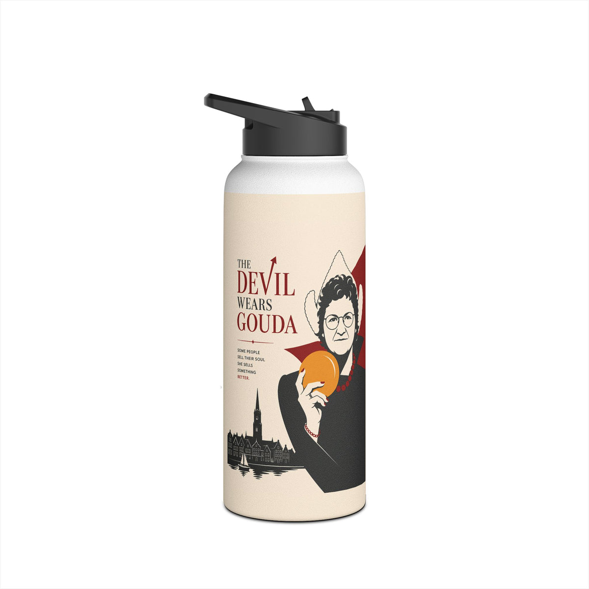 Stainless Steel Water Bottle — 'The Devil Wears Gown' Literary Booklover Bottle
