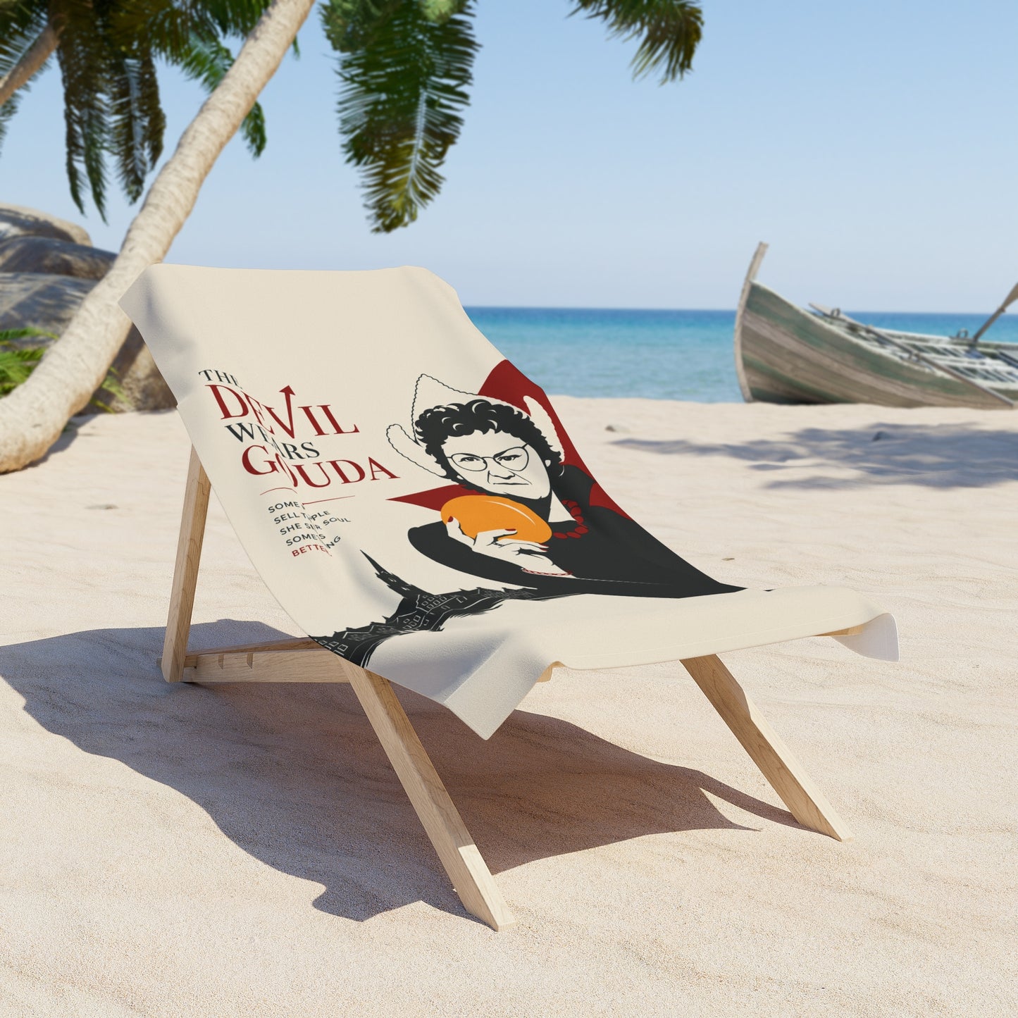 Beach Towel — "The Devil Wears Gouda" Novelty Cheese Lover Towel