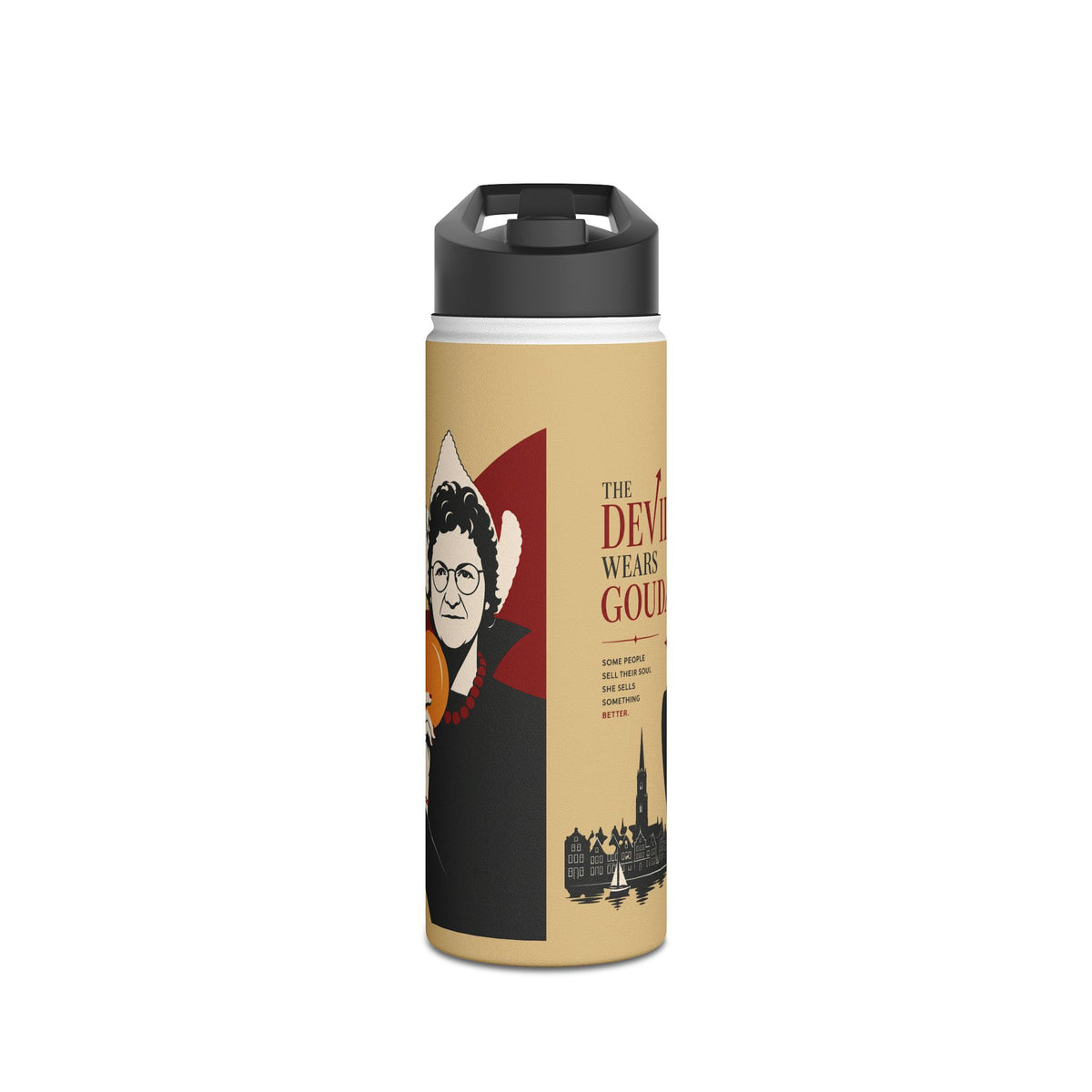 Stainless Steel Water Bottle — 'The Devil Wears Gown' Literary Booklover Bottle