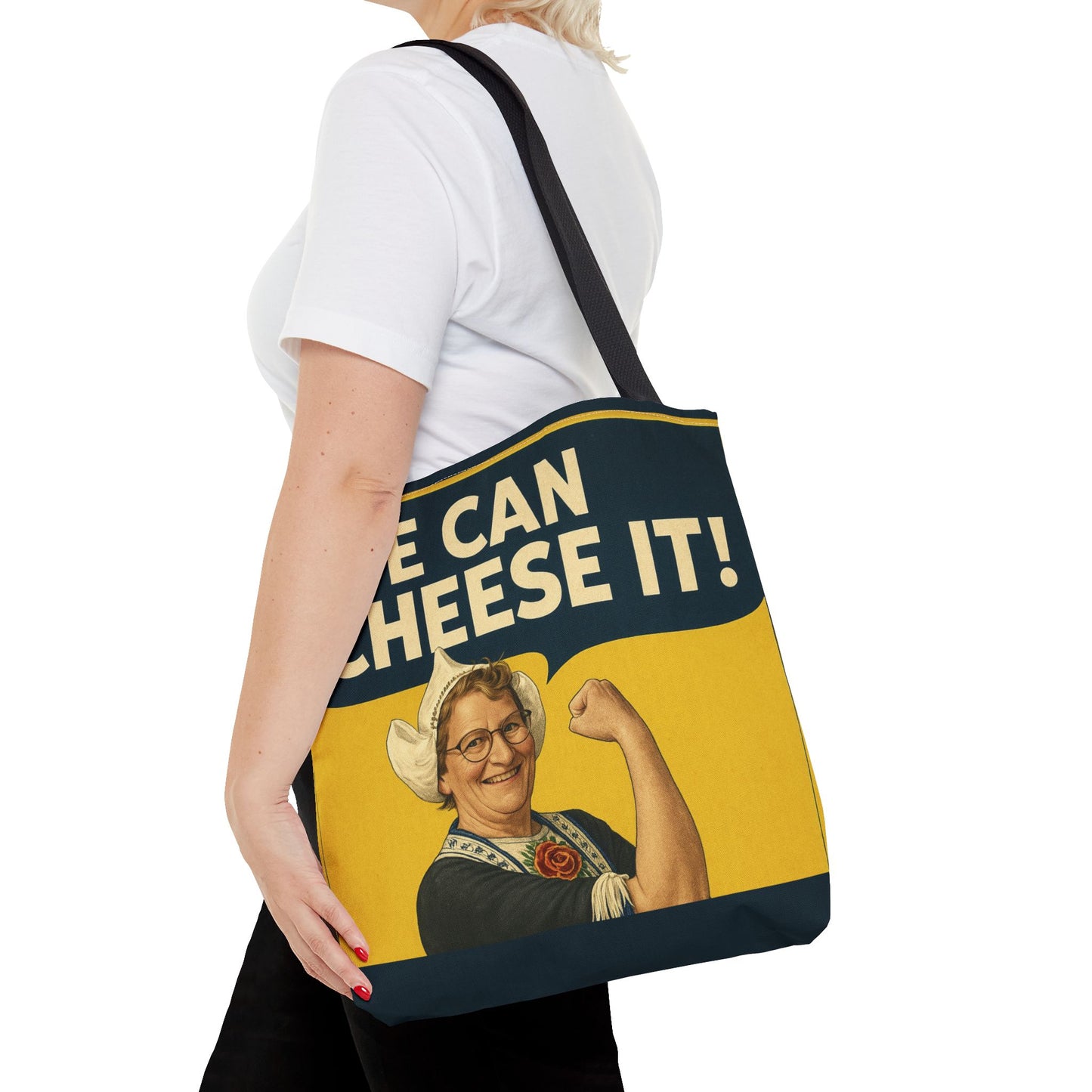 We Can Cheese It! Tote Bag - Vintage Rosie-Style Grocery Shopper