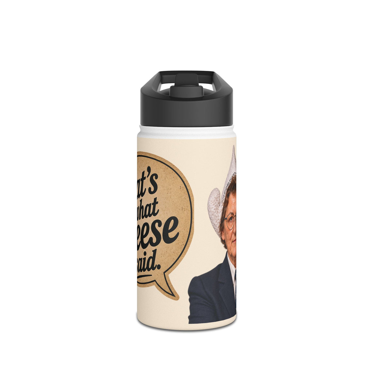 Insulated Water Bottle — Retro 'That's What Cheese Said' Speech Bubble Design