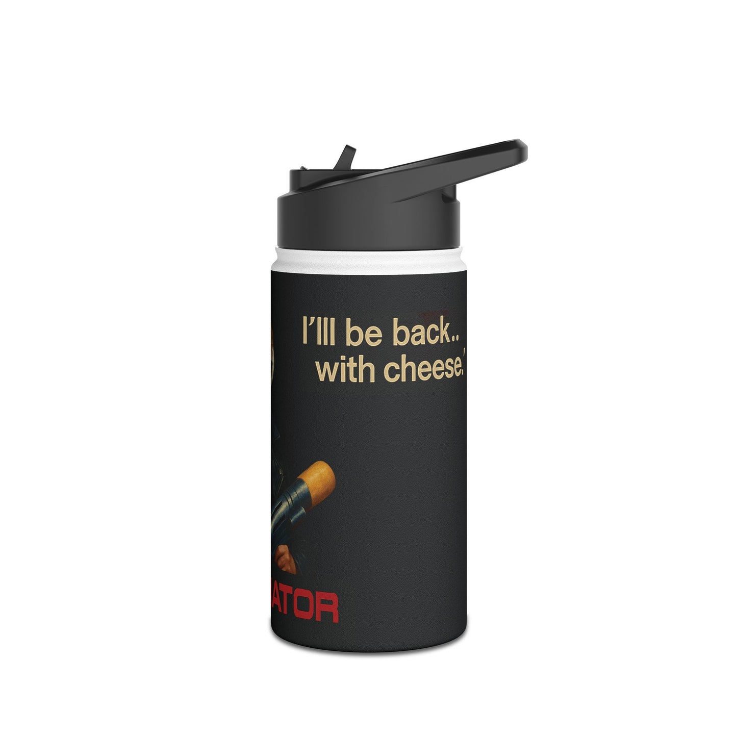 Stainless Water Bottle — “The Cheesenantor” Retro Movie Parody Design