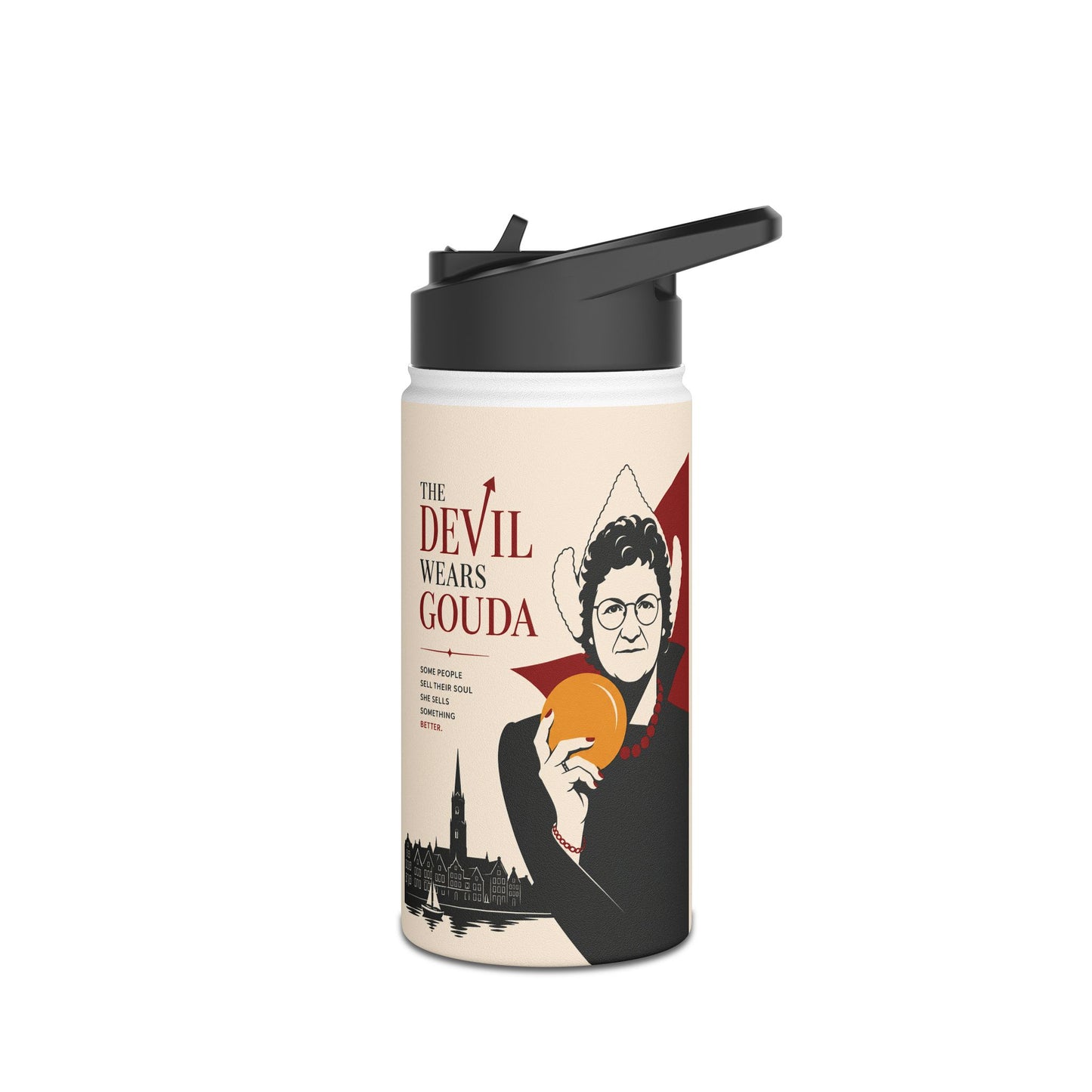 Stainless Steel Water Bottle — 'The Devil Wears Gown' Literary Booklover Bottle