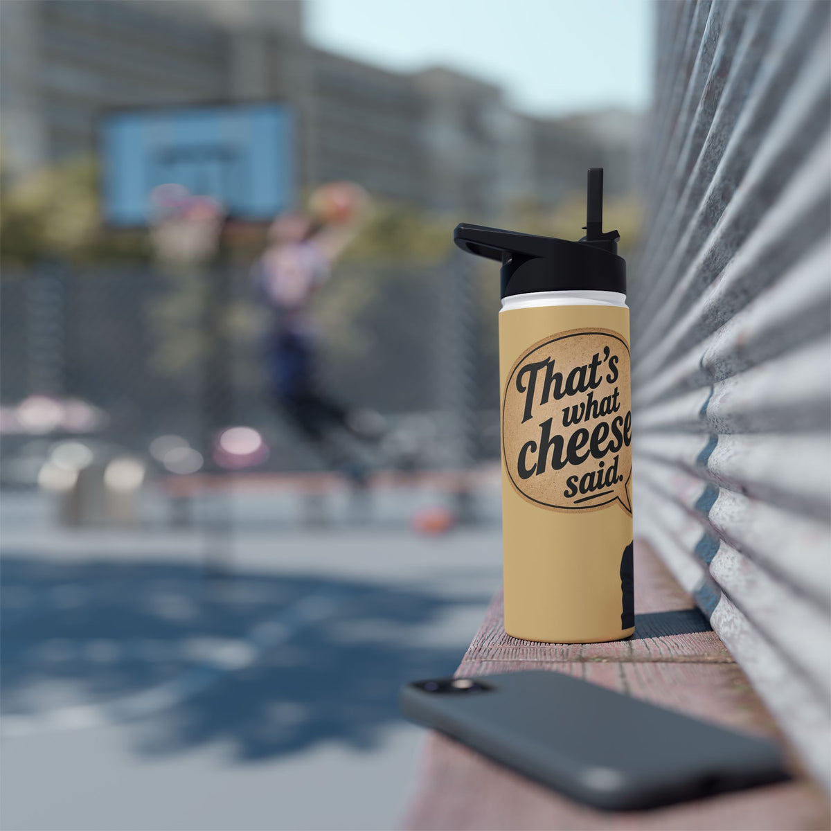 Insulated Water Bottle — Retro 'That's What Cheese Said' Speech Bubble Design