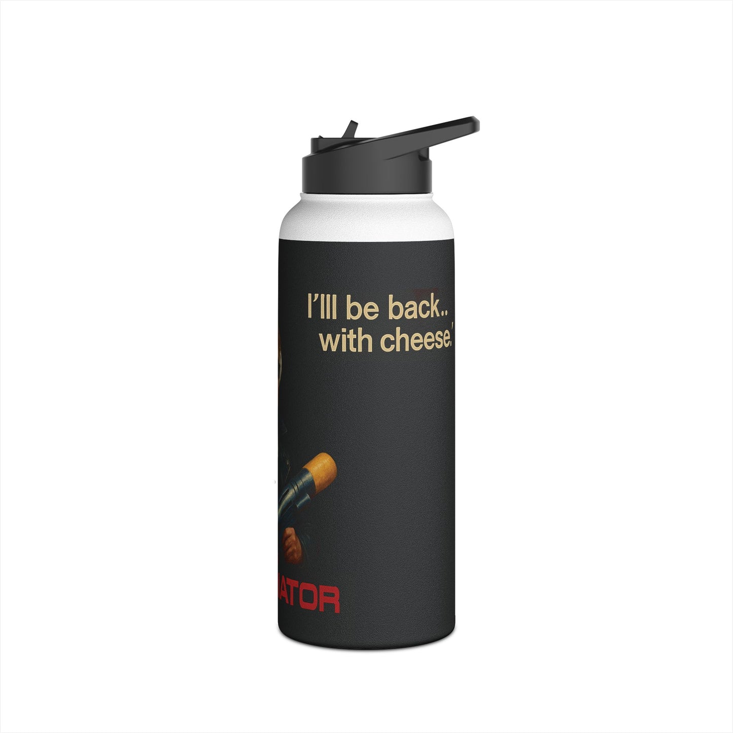 Stainless Water Bottle — “The Cheesenantor” Retro Movie Parody Design