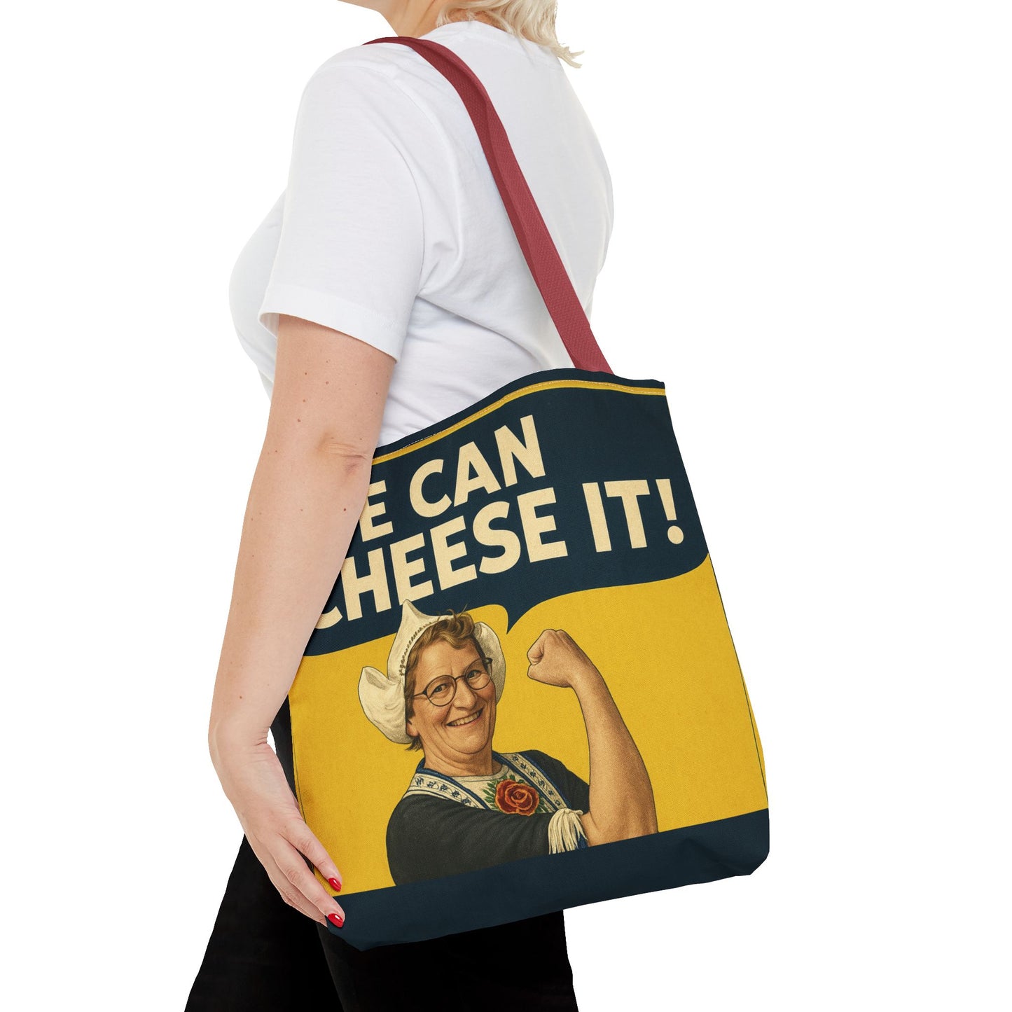 We Can Cheese It! Tote Bag - Vintage Rosie-Style Grocery Shopper