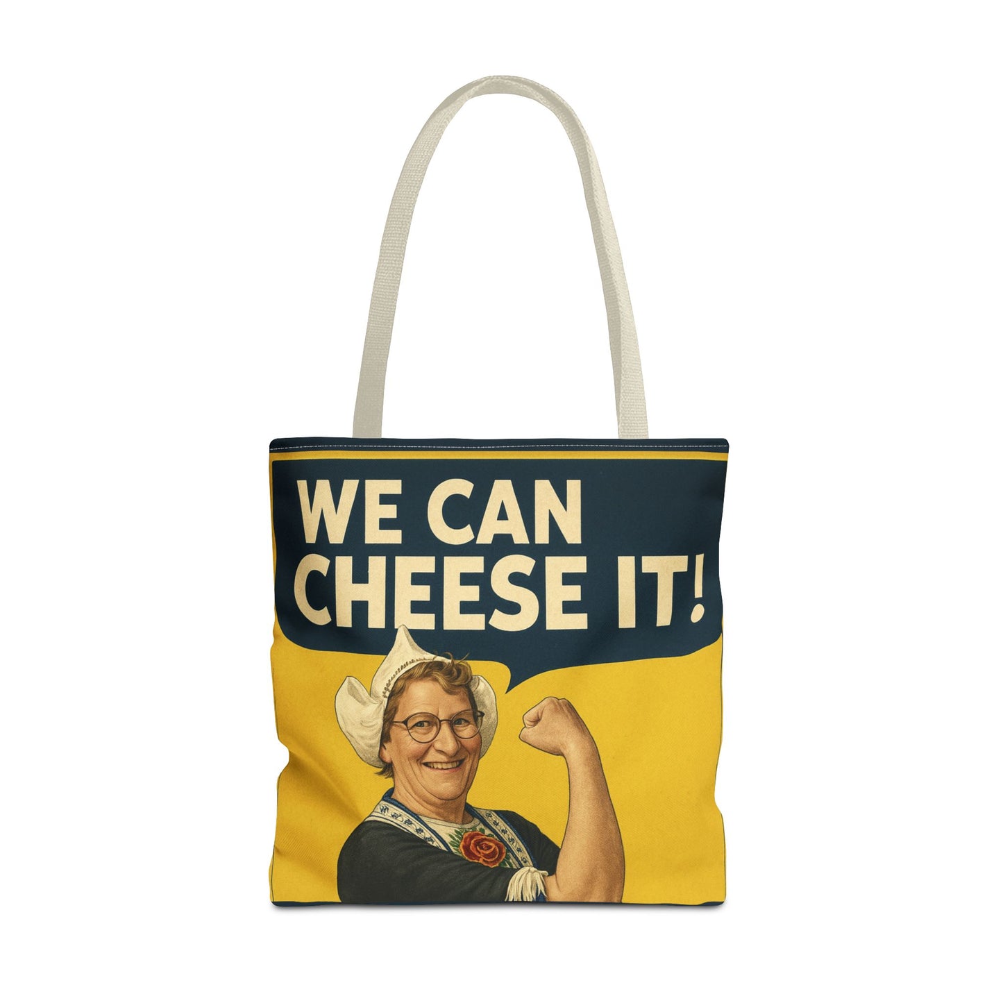 We Can Cheese It! Tote Bag - Vintage Rosie-Style Grocery Shopper