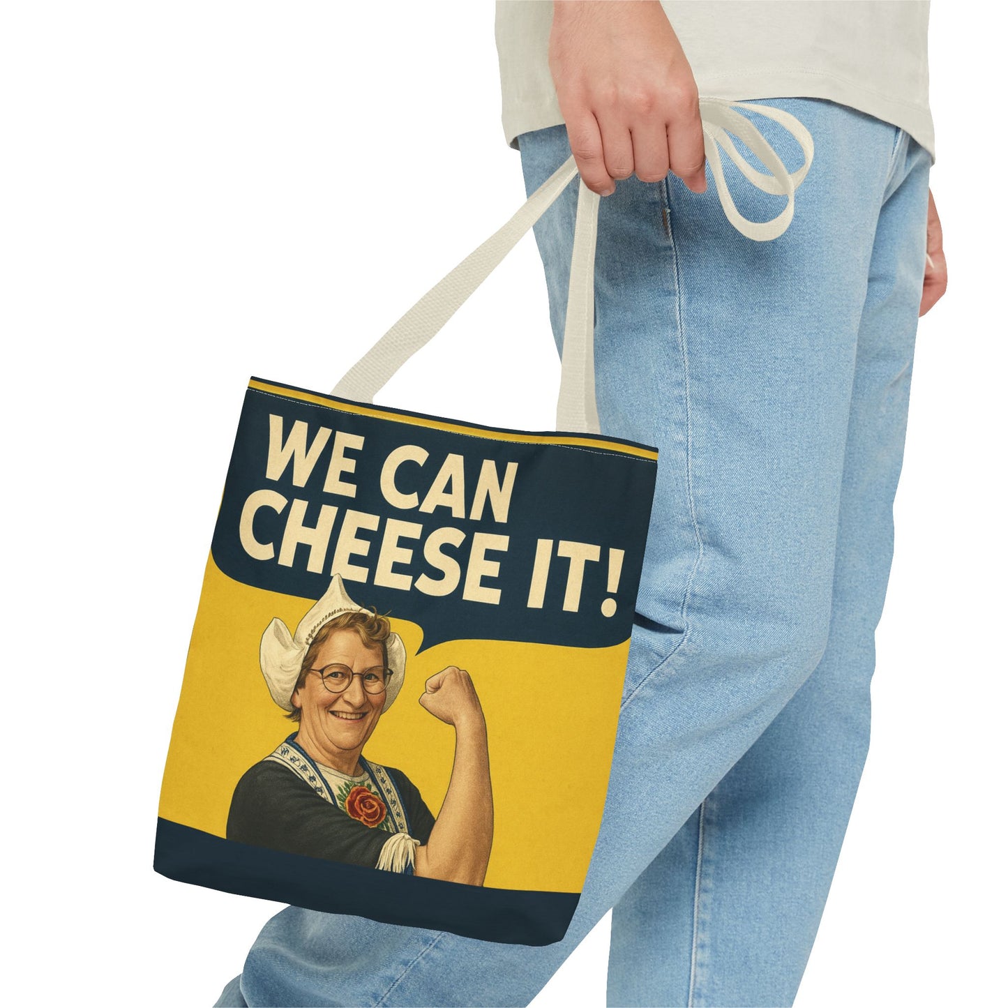 We Can Cheese It! Tote Bag - Vintage Rosie-Style Grocery Shopper