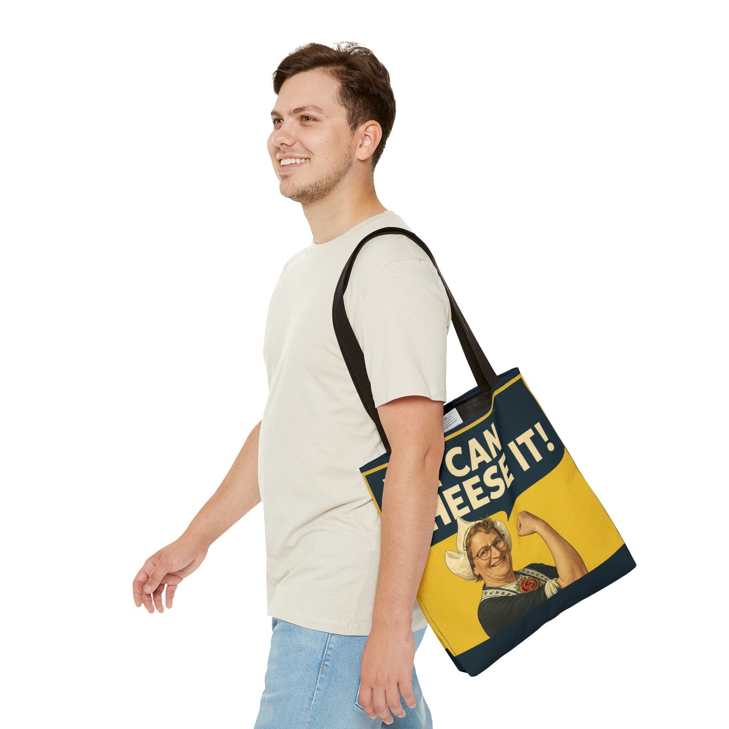 We Can Cheese It! Tote Bag - Vintage Rosie-Style Grocery Shopper