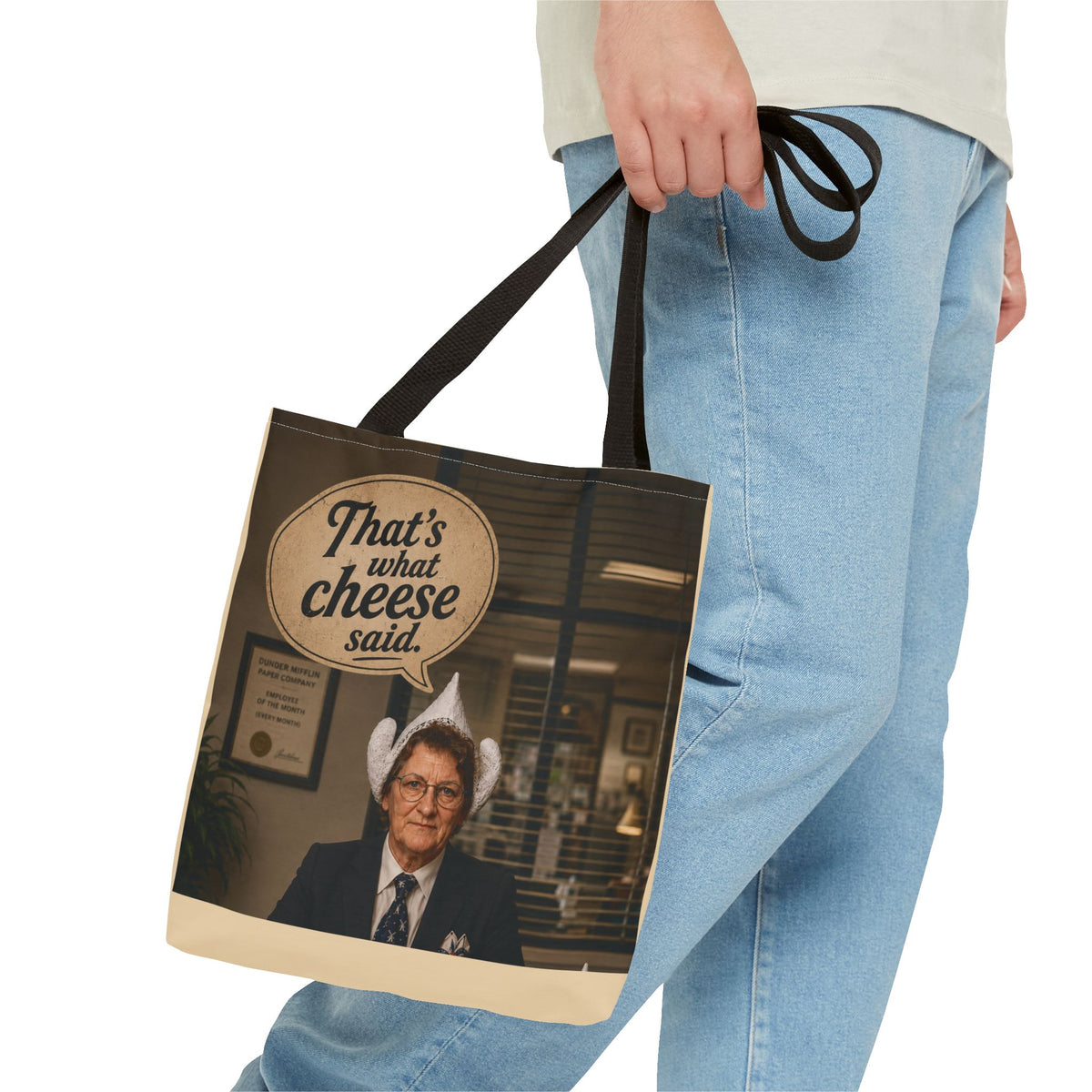 That’s What Cheese Said Tote Bag — Funny Retro Office Quote Tote