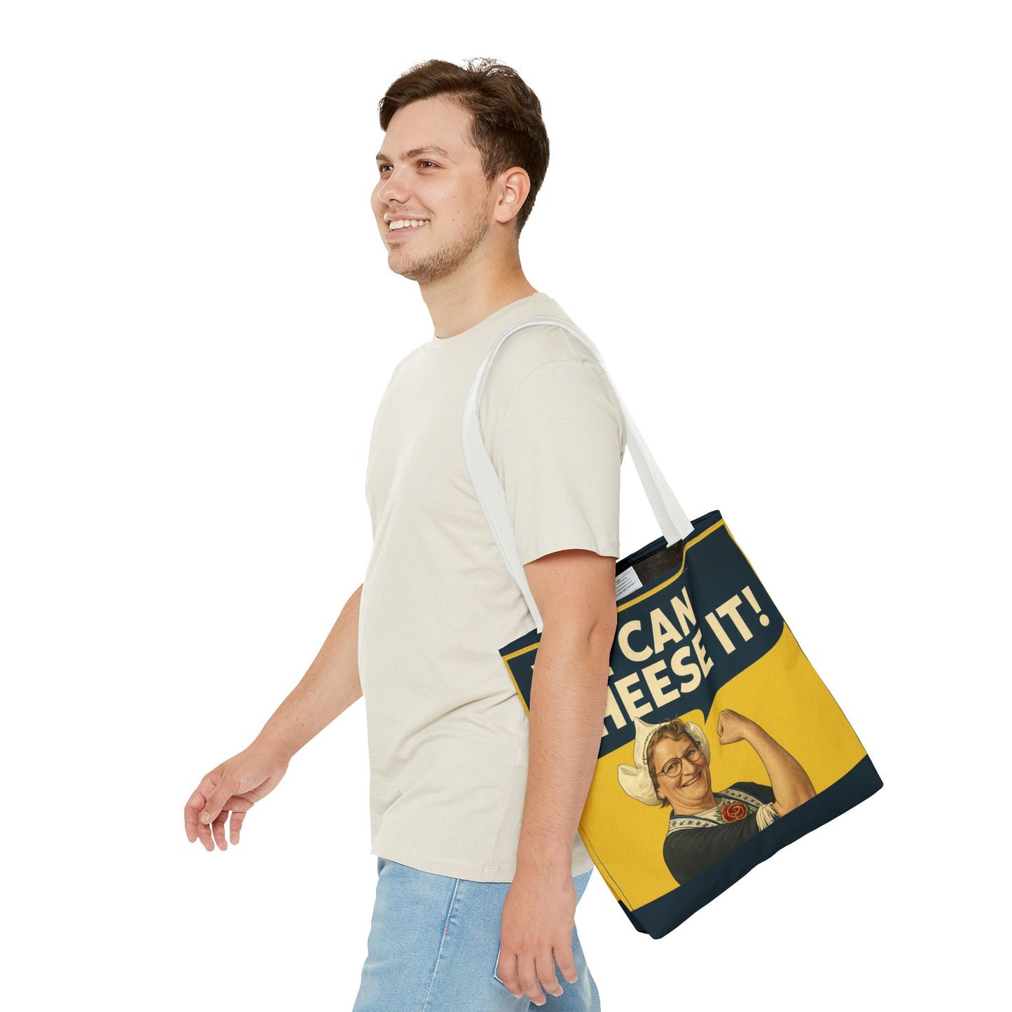 We Can Cheese It! Tote Bag - Vintage Rosie-Style Grocery Shopper