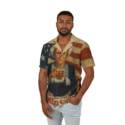 Cheese Lovers' Hawaiian Camp Shirt, Fun Summer Shirt, Unique Gift for Foodies, Patriotic BBQ Attire, Vibrant Beachwear
