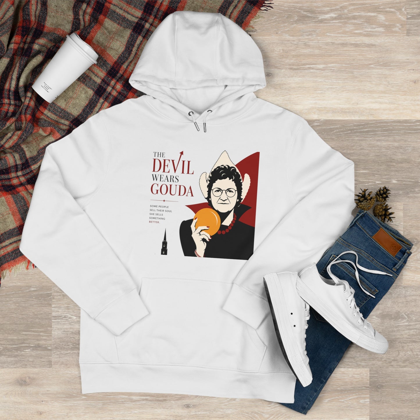 Hoodie "The Devil Wears Gouda" – Funny Cheese Lover Pullover