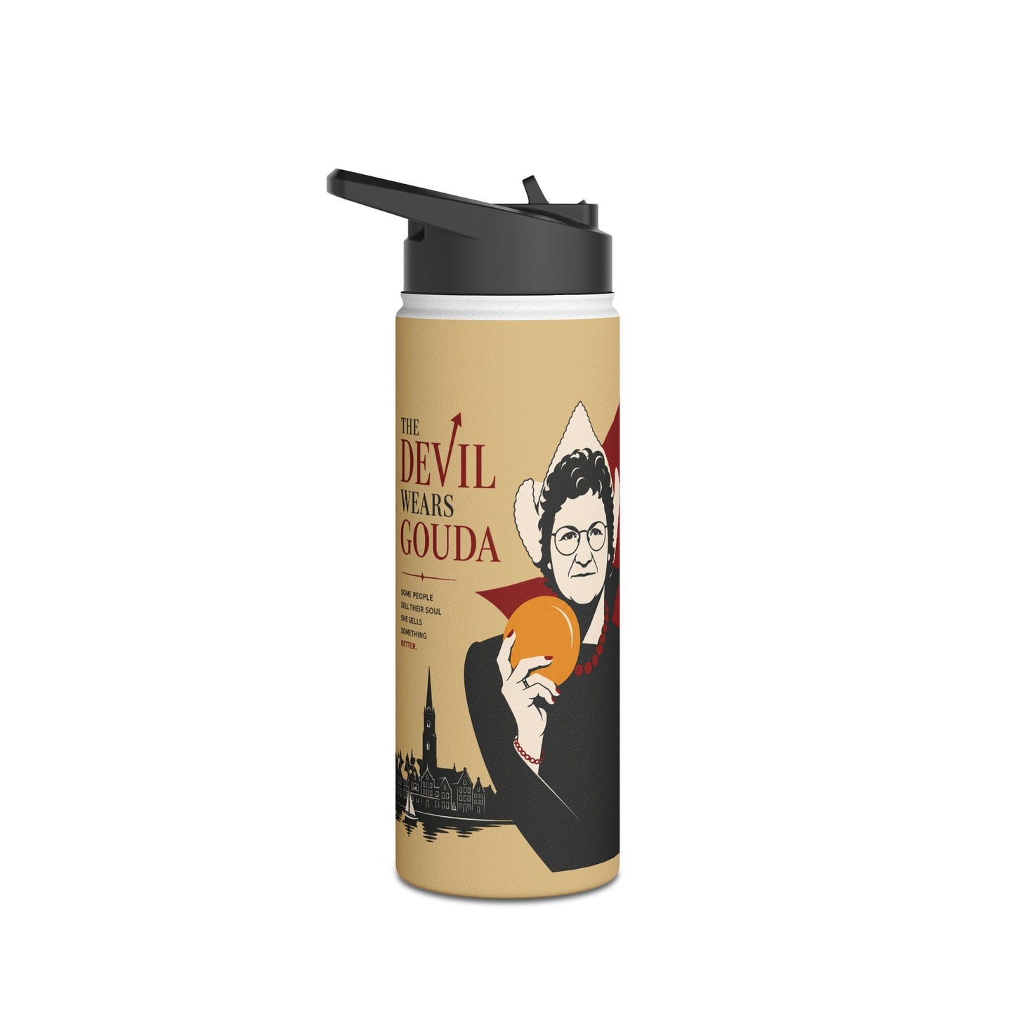 Stainless Steel Water Bottle — 'The Devil Wears Gown' Literary Booklover Bottle