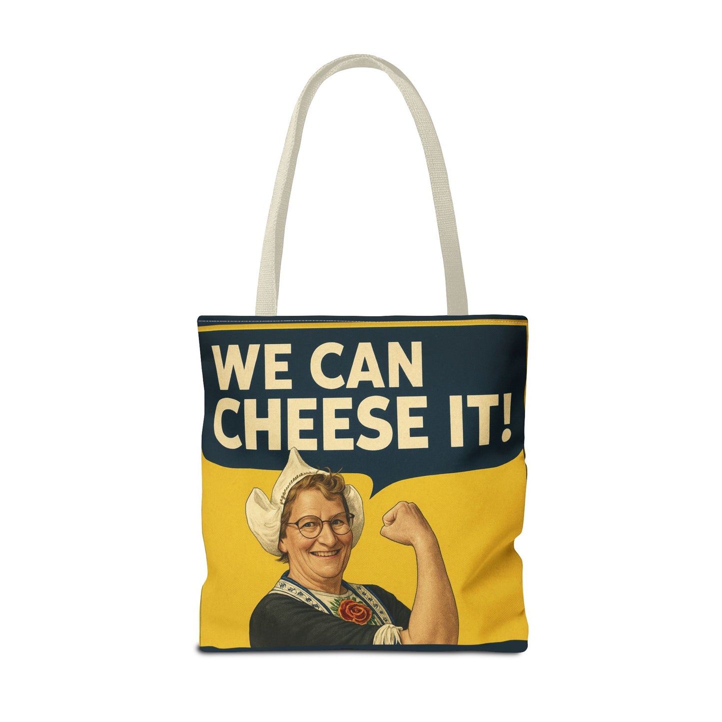 We Can Cheese It! Tote Bag - Vintage Rosie-Style Grocery Shopper