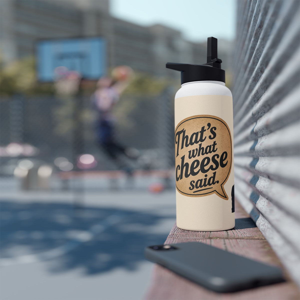Insulated Water Bottle — Retro 'That's What Cheese Said' Speech Bubble Design