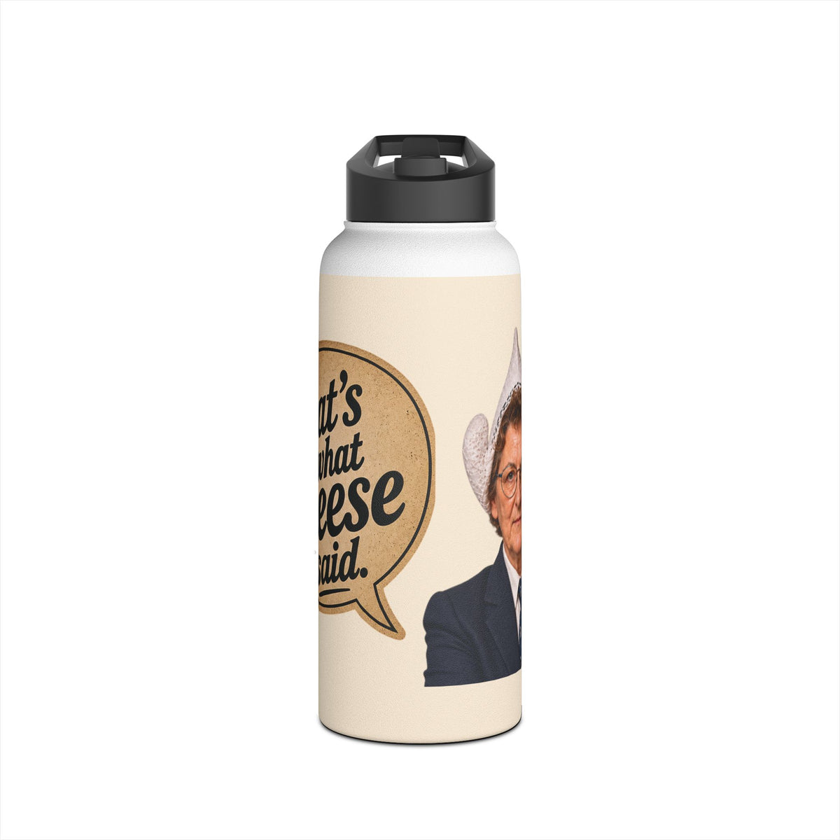 Insulated Water Bottle — Retro 'That's What Cheese Said' Speech Bubble Design
