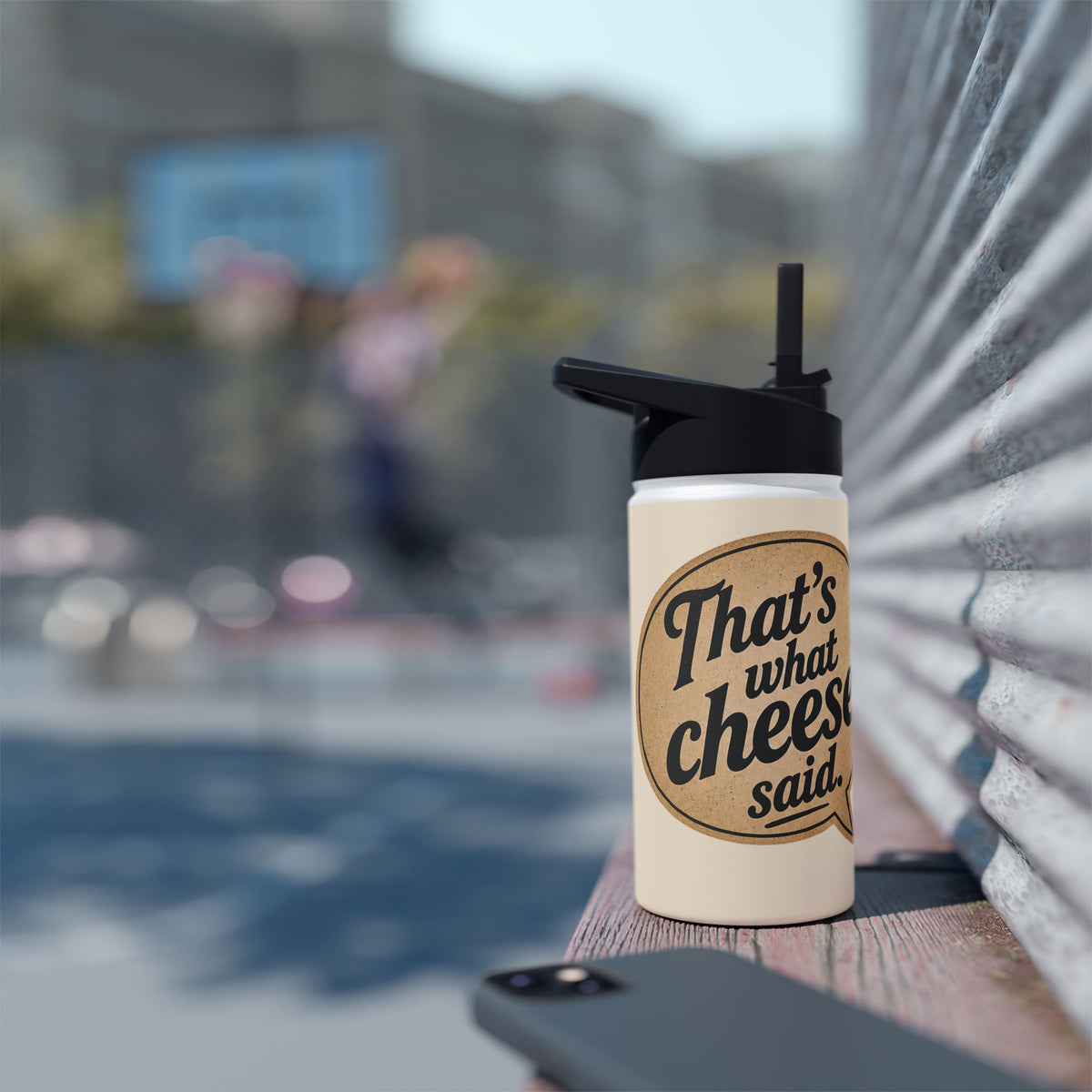 Insulated Water Bottle — Retro 'That's What Cheese Said' Speech Bubble Design